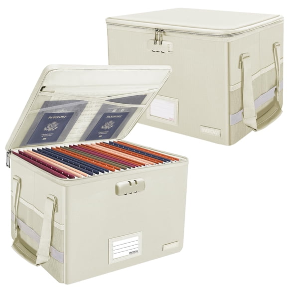 Caja para archivos ignífuga, con cierre y portátil ENGPOW, paquete de 2
