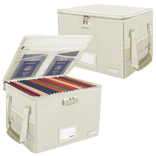 Caja para archivos ignífuga, con cierre y portátil ENGPOW, paquete de 2