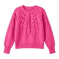thumbnail image 5 of ClodeEU Women's Crewneck Cable Knit Sweater,Loose Puff Long Sleeve Cropped Pullover Jumper ,Women's Plus L, 5 of 6