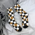 thumbnail image 7 of Sunflower Print Socks Autumn Black and White Checkered Stockings Novelty Unisex Breathable, 7 of 7