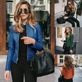 thumbnail image 5 of Abrigo liso de otoño para mujer, prendas de vestir de piel sintética, traje con cremallera, chaqueta corta fina a la moda para primavera y otoño para mujer, 5 of 5