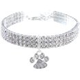 thumbnail image 1 of Collar de Diamantes para mascotas JAMW colgante de garra de corazón elástico cristal ajustable blanco medio, 1 of 4