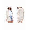 thumbnail image 3 of Women Crochet Cardigan Sweater Kimonos Boho Solid Color Oversized Fall Open Front Outwear Apricot XL, 3 of 7