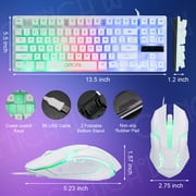 CHONCHOW Wired Gaming Keyboard and Mouse Combo, 87-Key White TKL Rainbow Backlit Keyboard, 3200 DPI 6-Button Mouse for PC