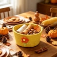 thumbnail image 4 of OANLKGI 7 in Cotton Rope Storage Basket With Cute Flower Decor Small Woven Organizer Bin Candy Holder For Halloween Thanksgiving Desktop Snack Key Makeup Home Tabletop Decor, 4 of 7