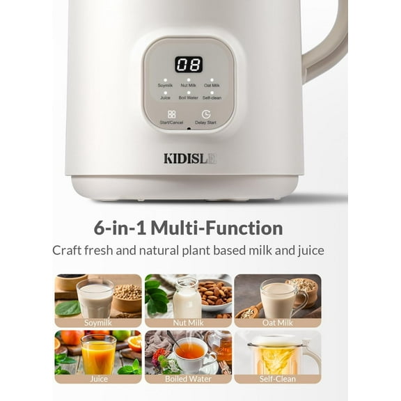 Automatic Nut Milk Maker 20oz - 6-in-1 Plant Based Milk Machine with Self-Clean, Keep Warm & Boil Water Function for Almond Oat Soy Coconut Drinks
