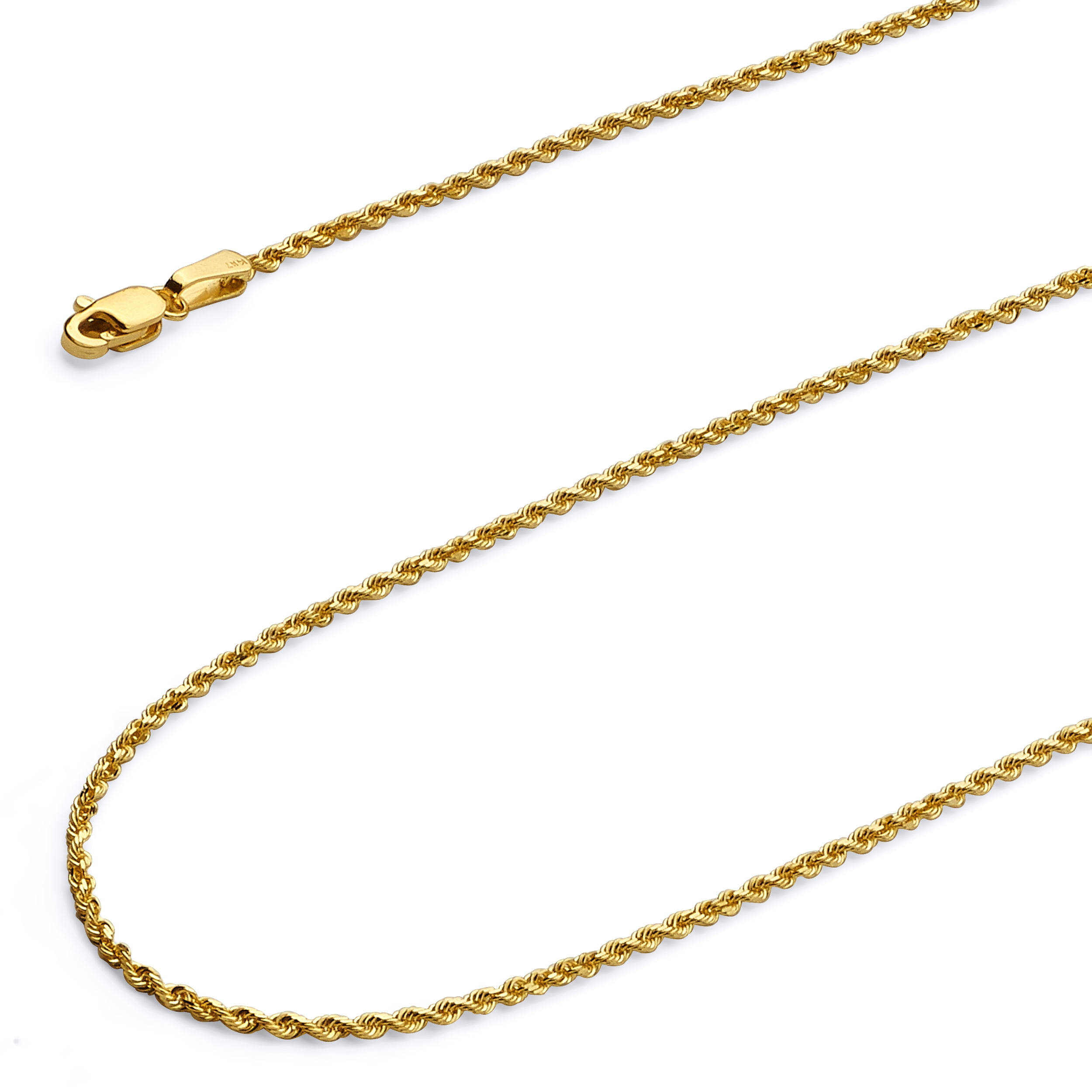 Wellingsale 14k Yellow OR White Gold Solid 1.5mm Flat Open wheat Chain Necklace with Lobster Claw Clasp