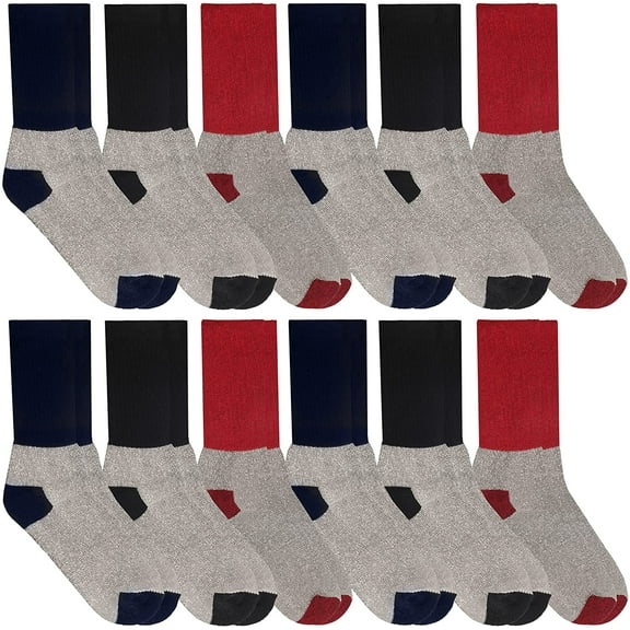 Yacht & Smith Womens Cotton Thermal Crew Socks, Cold Weather Boot Sock Bulk (12 Pairs Thermal Crew)