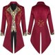 thumbnail image 3 of Chaqueta gótica victoriana estilo steampunk para hombre, frac de terciopelo morado vintage, levita medieval, uniforme, traje renacentista para hombre, 3 of 5