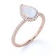 thumbnail image 3 of JeenMata Anillo de Compromiso con Halo de Ópalo Blanco Ardiente de Talla Pera de 1 Quilate y Moissanita Engaste de Triple Punta, Baño de Oro Rosa de 18 K sobre Plata, 3 of 5