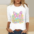 thumbnail image 2 of Staron Women's Casual Easter Print T-Shirt Loose Fit Round Neck Three-Quarter Sleeve Pullover Top, 5XL, 2 of 5