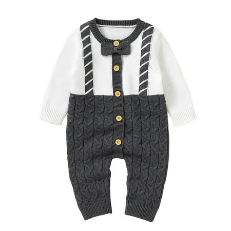 

Baby Knit Romper Cotton Long Sleeve Boy Girl Sweater Clothes Baby Jumpsuit 1 Piece Outfits
