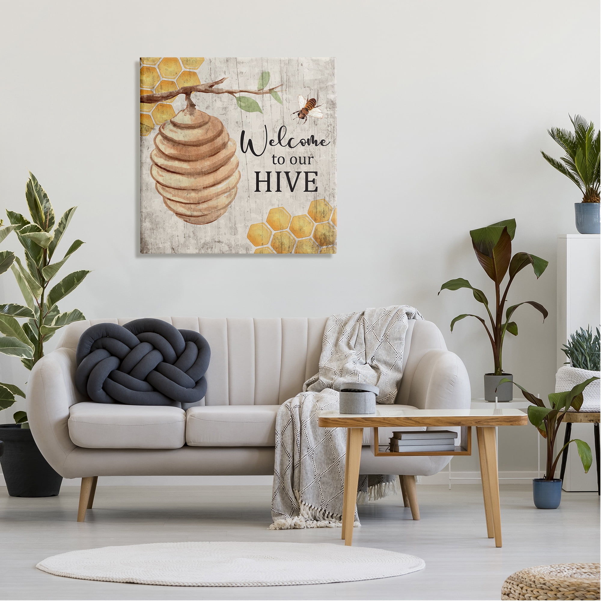Stupell Welcome To Our Hive Honeycomb Pattern Animals & Insects Painting Gallery Wrapped Canvas Print Wall Art