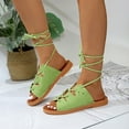 thumbnail image 4 of Viluyesy Womens Gladiator Sandals, Strappy Open Toe Solid Color Summer Fashion Beach Flat Shoes Green 7.5, 4 of 9