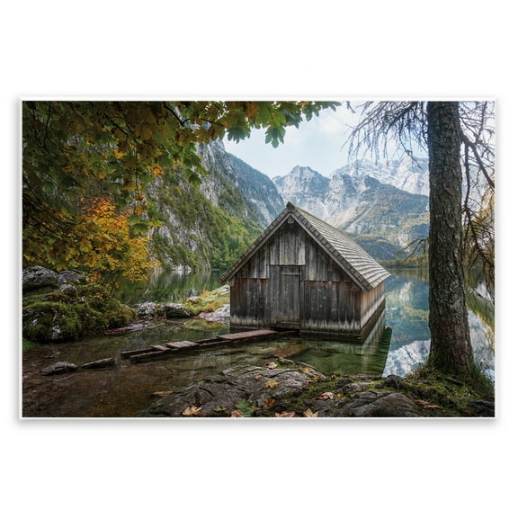 Stupell Industries Mystical Cabin on Lake Landscape & Nature Photography Unframed Art Print Wall Art, 15 x 10