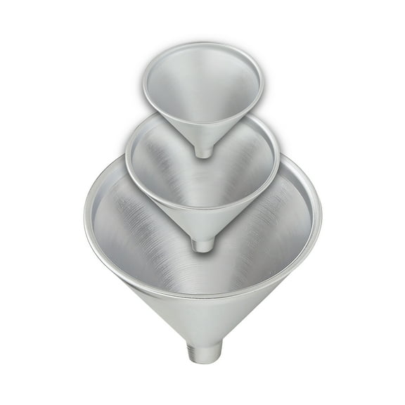 HIC Kitchen Wide-Mouth Aluminum Funnel Set for Liquids and Dry Goods, Set of 3, Includes 2-Ounce, 8-Ounce, and 12-Ounce