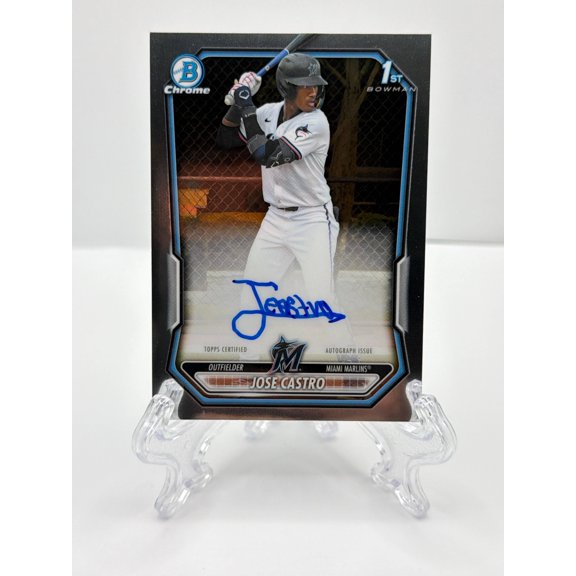 Collectible 2026 Bowman Chrome Jose Castro #CPA-JCA Base Auto Miami Marlins Miami Marlins MLB Autographed Baseball Trading Card