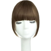 Aorsher 100% Real Human Hair Extensions, Bangs Hair Clip in Bangs, French Bangs Fringe with Temples, Light Brown Fake Thick Hairpieces for Women Daily Wear Brown
