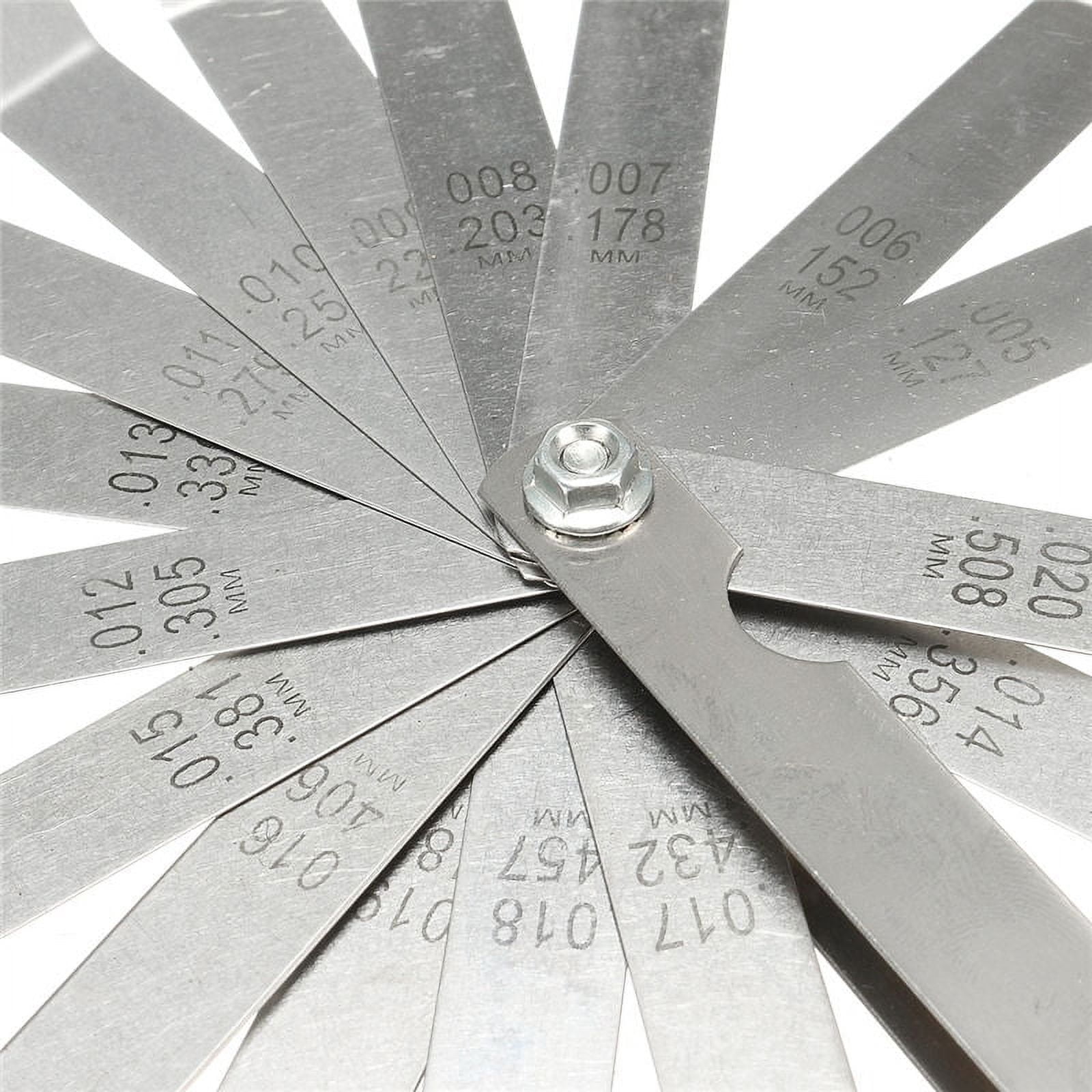 16 Blades Feeler Gauge Metric 0.127-0.508mm Stainless Steel Gap Filler Gauge Measurement Tool For Engine Valve Adjustment ,Easy to Use