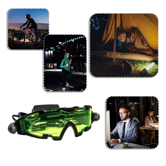 Night vision Goggles for Camping, Adjustable Spy Gear Night Mission Goggles with Flip-Out Lights Green Lens for Hunting Racing Cycling, Skiing to Protect Eyes