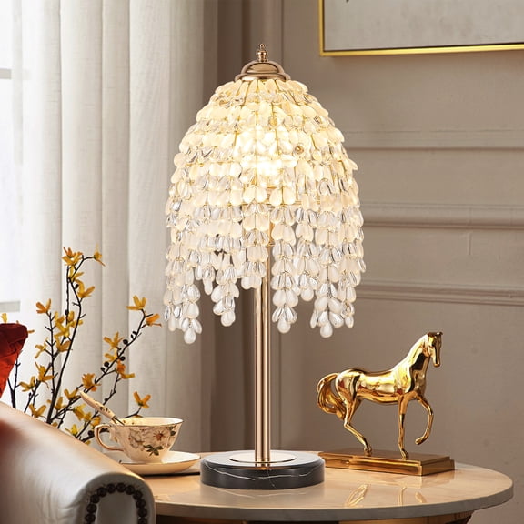 Crystal Table Lamp Modern Gold Bedside Lamp 12-40W, Nightstand Lamp for Bedroom, Elegant Romantic Home Decor