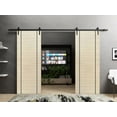 thumbnail image 3 of Sturdy Double Barn Door 72 x 84 inches with | Planum 0017 Natural Veneer with Frosted Glass | 13FT Rail Hangers Heavy Set | Solid Panel Interior Doors, 3 of 6