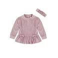 thumbnail image 3 of Wonderluxe Baby Girls' Cozy Velour Top, Pant and Headband, 3-Piece Set, Sizes 0-3M-24M, 3 of 12