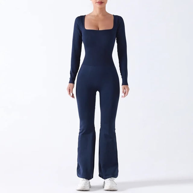 Mono de deportes nuevos para mujer, pantalones acampanados para Fitness, traje de Yoga de una pieza, trajes de gimnasio y baile, conjunto de ropa deportiva para entrenamiento