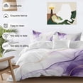 thumbnail image 3 of 3 Piece Marble Purple Duvet Cover Set Queen Size,Microfiber Comforter/Quilt Cover with Corner Ties and 2 Pillowcases,Gold White Modern Gradient Ocean Ripple All Season Bedding with Zipper Closure, 3 of 8