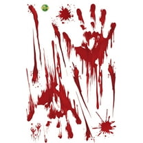 Namzi Party Decorations 6 pieces Halloween Window Clings, Bloody Handprint Footprint Halloween Wall Decal Floor Clings with Tattoo Stickers, Scary Halloween Decoration Window Stickers，B