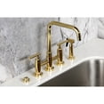 thumbnail image 4 of Kingston Brass KS8282CMLBS Manhattan Two-Handle 4-Hole Deck Mount Bridge Kitchen Faucet with Brass Side Sprayer in Polished Brass, 4 of 8