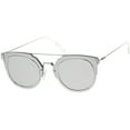 thumbnail image 2 of sunglassLA - Modern Ultra Slim Wire Frame Mirrored Flat Lens Pantos Sunglasses - 58mm, 2 of 4