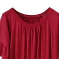 thumbnail image 4 of ClodeEU Women's Modal Crew Neck Ruffle Trim Short Sleeve T-Shirt,Loose Solid Color Casual Summer Top Wine,Women's Plus L, 4 of 5