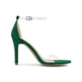 thumbnail image 3 of BLISSFUL STEP Women's Clear Ankle Strap Stiletto Heel Sandals Emerald Green 8, 3 of 6
