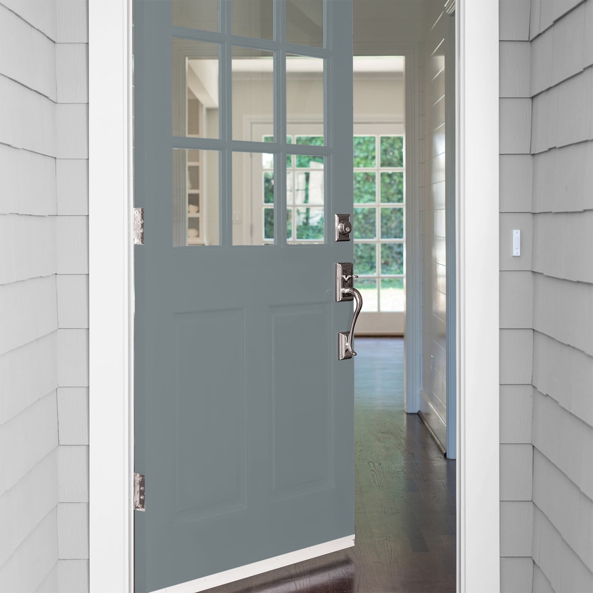 Glidden One Coat Garrison Gray / Grey Satin Exterior Paint with Primer, 1 Gallon