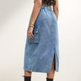 thumbnail image 5 of Women's Utility Midi Skirt with Side Cargo Pockets Button Waistband and Belt Loops - Large, Blue, 5 of 7