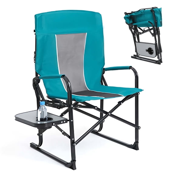 Camping Directors Chair, Oversized Portable Folding with Side Table, Pocket