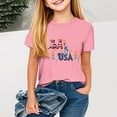 thumbnail image 2 of YABCSAZ Chemises du 4 Juillet pour Femmes, Robe de la Fête de l'Indépendance, Chemise Décontractée Imprimée pour Enfants, Col Rond, Manches Courtes, Rose, 12 Ans, 2 of 4