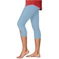 thumbnail image 4 of LIIPEE Womens Pants Casual Solid Color Cropped Slim-Leg Pull-On Chinos Ladies High Seamless Waistband Breathable Soft Daily Comfortable Cutout Denim Pants,L, 4 of 7