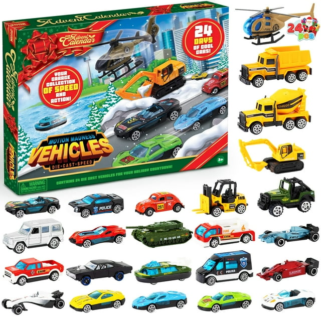 Calendario de Adviento JOYIN 2024, juego de coches fundidos a presión para Navidad, 24 días