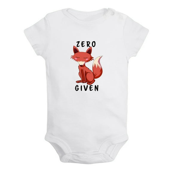 iDzn Zero Given Fox Funny Rompers For Babies, Newborn Baby Unisex Bodysuits, Infant Jumpsuits, Toddler 0-12 Months Kids One-Piece Oufits (White, 0-6 Months)