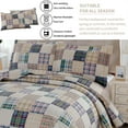 thumbnail image 4 of Beartech Quilt Set Queen Size Plaid Stripe Patchwork Microfiber Lightweight Reversible Bedspread Coverlet Bedding Set, 4 of 7