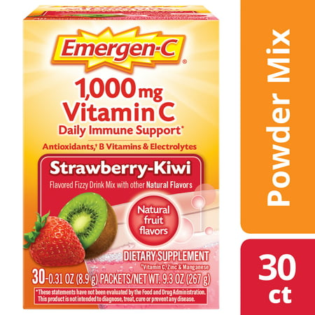 Emergen-C Vitamin C Drink Mix, Strawberry Kiwi, 1000 mg, 30 (Best Vitamin C Brand For Glutathione)