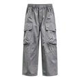 thumbnail image 7 of YunPes Boys Baggy Cargo Pants Lightweight Quick Dry Crinkled Wide Leg Pants Trendy Youth Handsome Streetwear Bottoms with Flap Pockets, 7 of 7