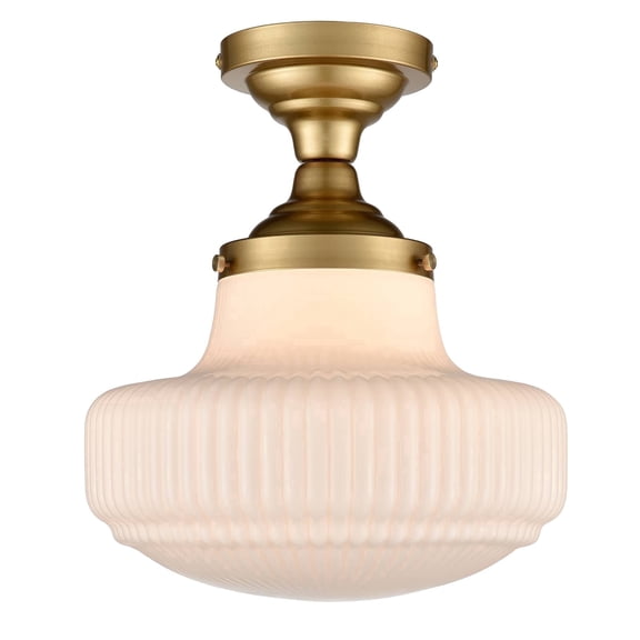 Claxy 11 in Mid-Century Dimmable Gold Bedroom Flush Mount Lights with Milk Glass Shades
