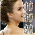 thumbnail image 5 of Chmadoxn 925 Hoop Earrings for Women Silver Women Hoop Earrings Set with GH Created Moissanite, 5 of 6