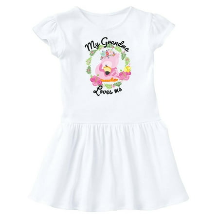 

Inktastic Baby Flamingo My Grandma Loves Me with Flower Wreath Gift Baby Girl Dress