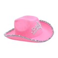 thumbnail image 2 of Western Cowboy Hat Cowgirl Hats Photo Props Wide Brim Decor Jazz Hat Sun Hat for Bridesmaid Bride Girls Men Women Performance Pink, 2 of 10