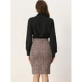 thumbnail image 3 of DARING DIVA Women's Tweed High Waist Plaid Pencil Skirts S Burgundy, 3 of 6