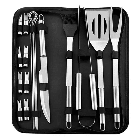 Set Estuche Kit Accesorios y Utensilios para BBQ Carne asada DECO HOGAR